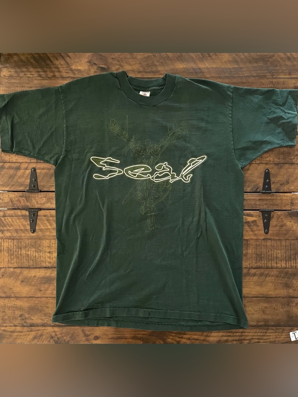 Rare Vintage SEAL Graphic T-Shirt 1995 Dark Green Fruit of the Loom XL